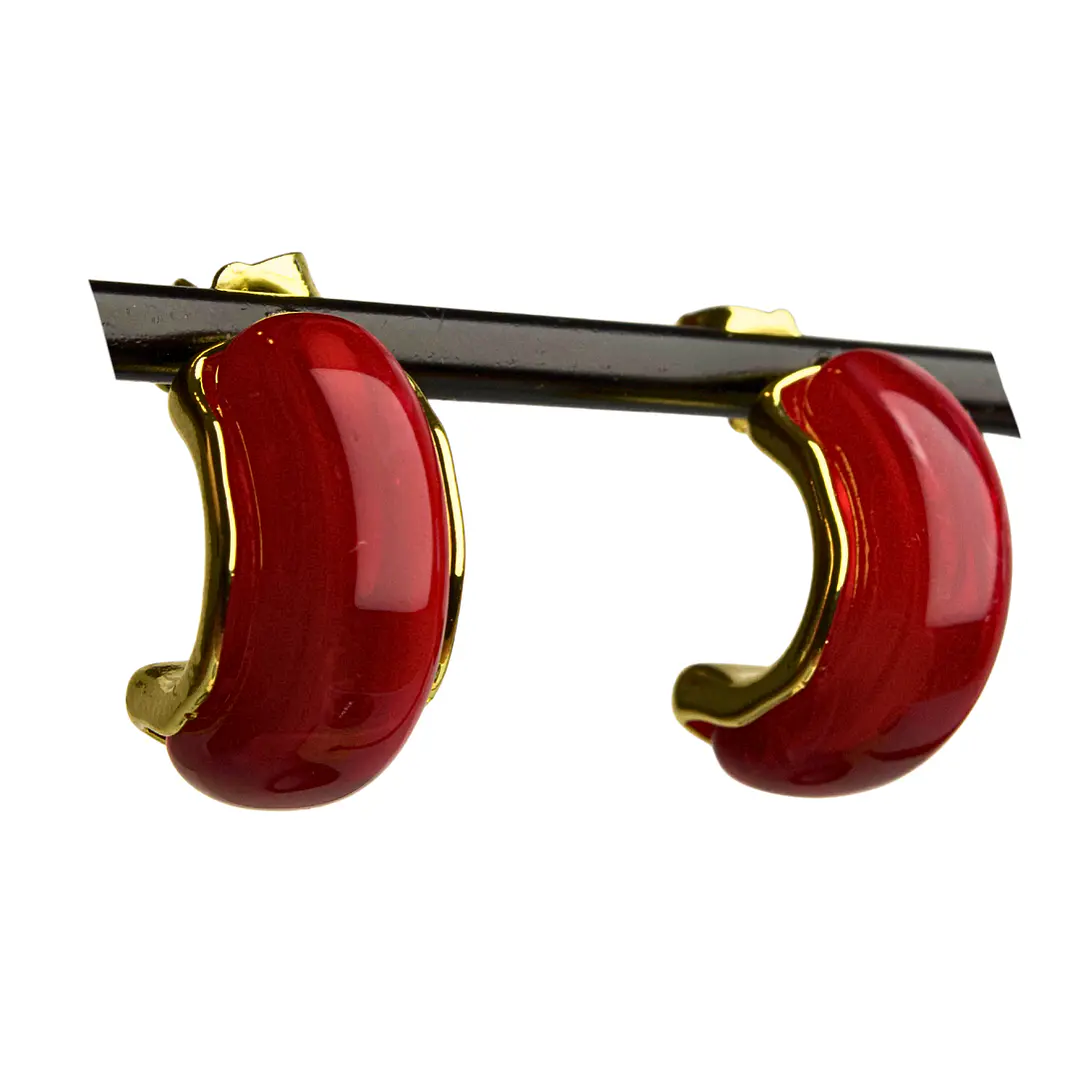 Aros semicírculo enchapado en oro con resina de color 6