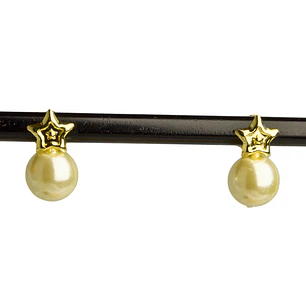 Aros con base de estrella y perla enchapado en oro