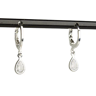Aros de argolla con punto de luz gota pequeña enchapado en plata