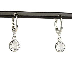 Aros de argolla con punto de luz circular enchapado en plata