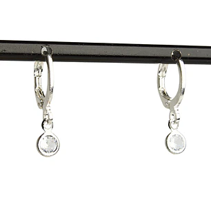 Aros de argolla con punto de luz circular pequeño enchapado en plata