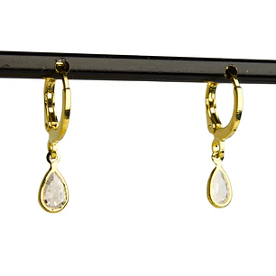 Aros de argolla con punto de luz gota pequeña enchapado en oro