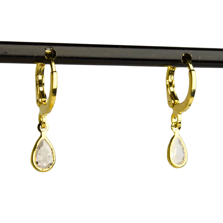 Aros de argolla con punto de luz gota pequeña enchapado en oro 1