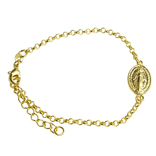 Pulsera de cadena con medalla de Virgen de los Rayos enchapado en oro