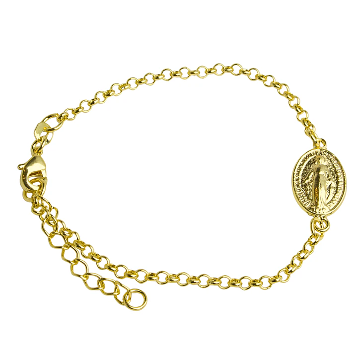 Pulsera de cadena con medalla de Virgen de los Rayos enchapado en oro 1