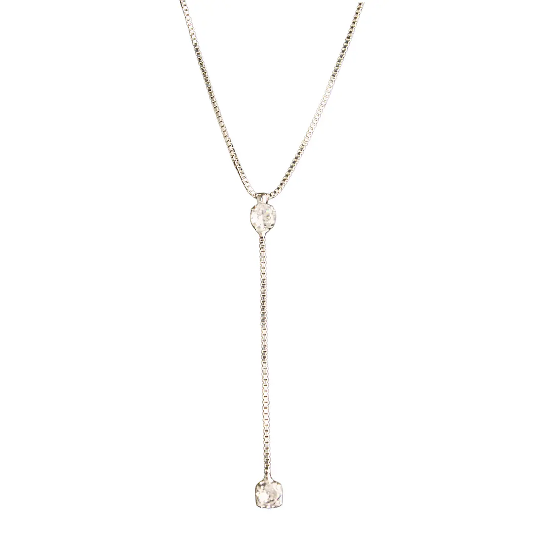 Collar Valentina tipo cascada con puntos de luz enchapado en plata 1
