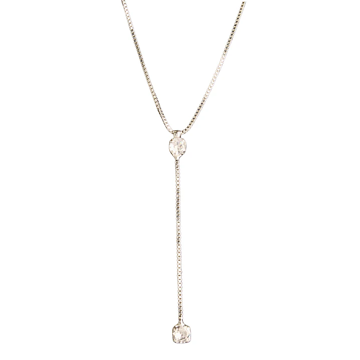 Collar Valentina tipo cascada con puntos de luz enchapado en plata 1