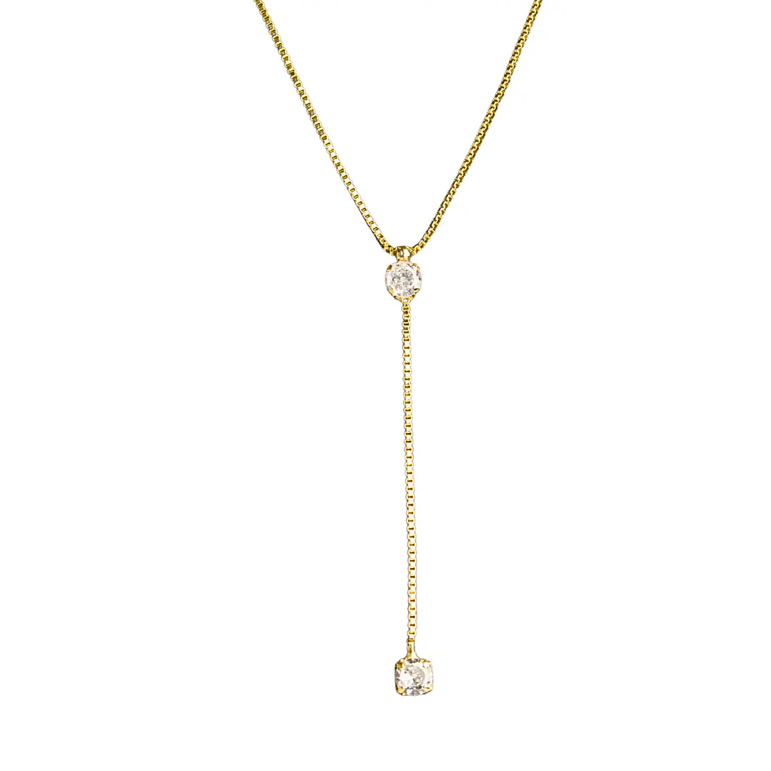 Collar Valentina tipo cascada con puntos de luz enchapado en oro 1