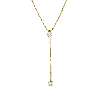 Collar Valentina tipo cascada con puntos de luz enchapado en oro