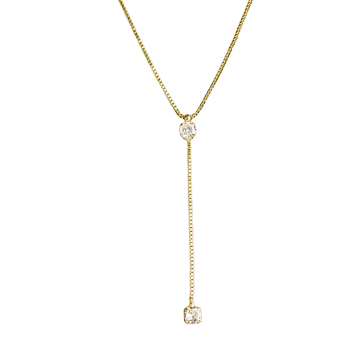 Collar Valentina tipo cascada con puntos de luz enchapado en oro 1