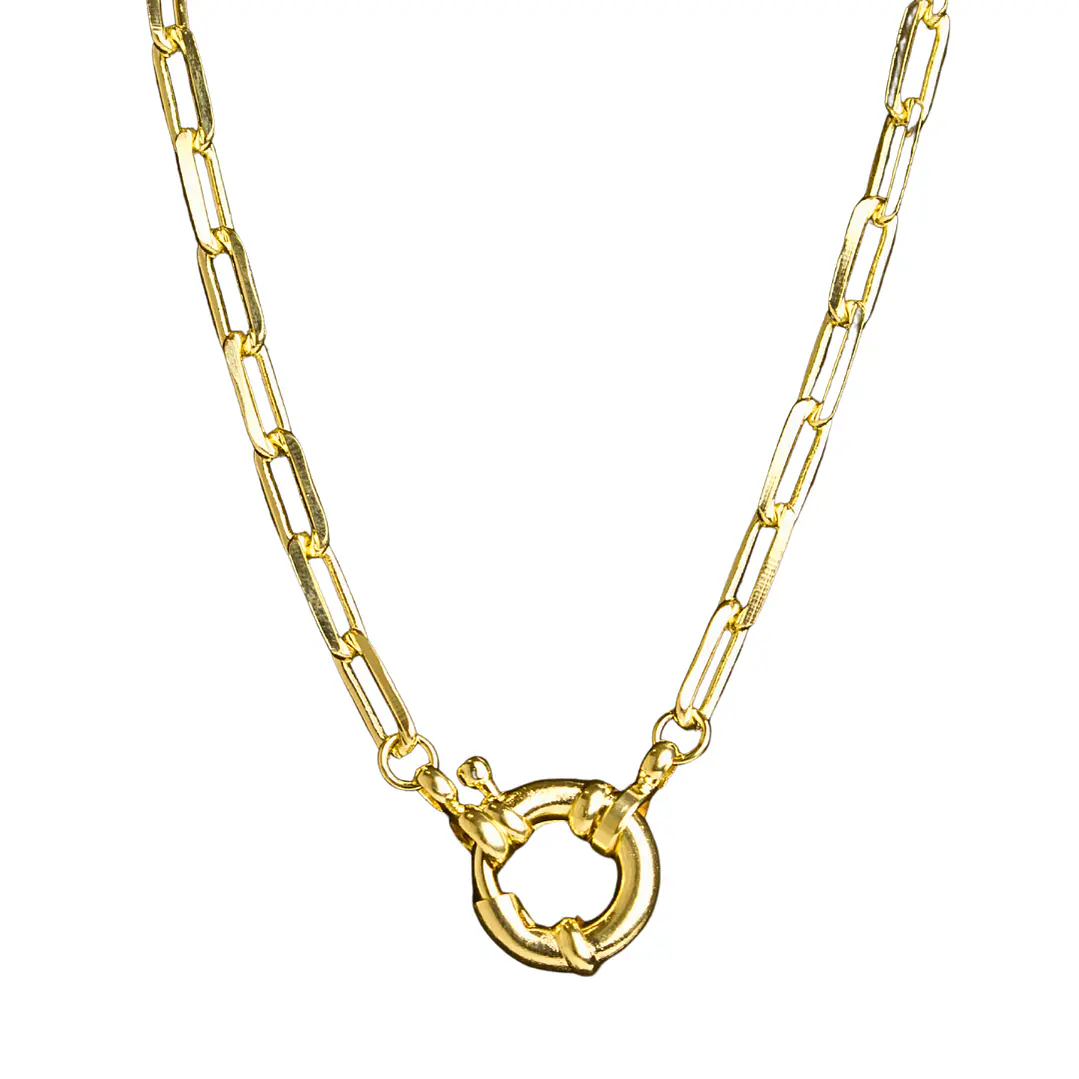 Collar de eslabones modernos con broche timón enchapado en oro 1