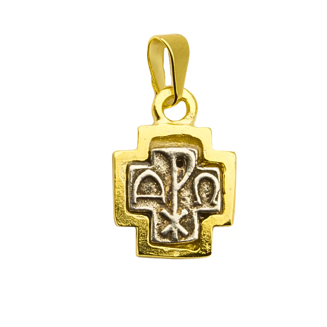 Medalla Cruz vaticana enchapada en oro y plata 1