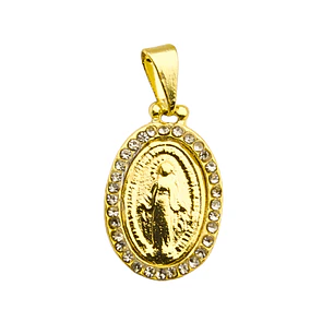 Medalla Virgen de los Rayos (strass) enchapada en oro con circones
