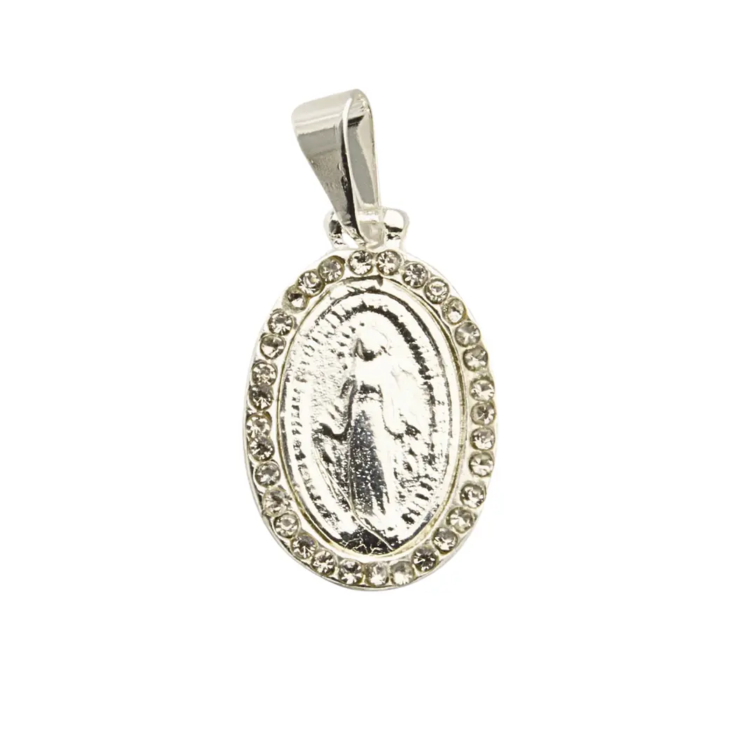 Medalla Virgen de los Rayos (strass) enchapada en plata con circones 1