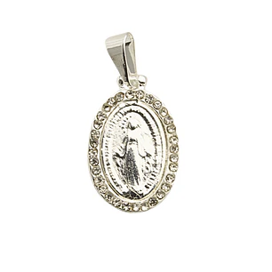 Medalla Virgen de los Rayos (strass) enchapada en plata con circones