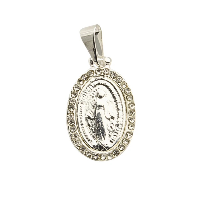 Medalla Virgen de los Rayos (strass) enchapada en plata con circones 1