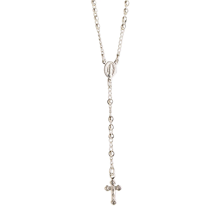 Collar rosario clásico enchapado en plata 1