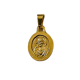 Medalla escapulario Virgen de Schoenstatt y Sagrado Corazón de Jesús Bicolor enchape en oro.