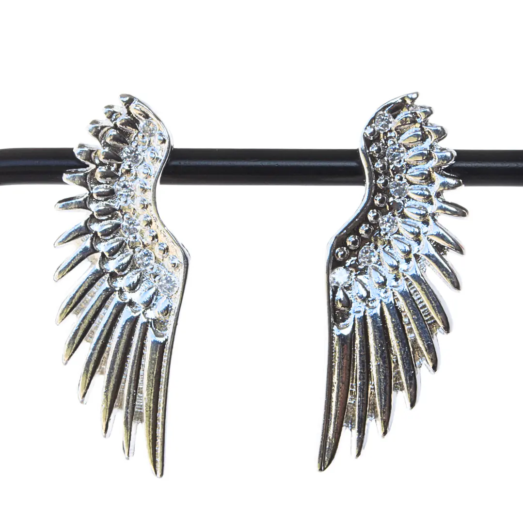 Aros alas majestic con circones enchapado en plata 1