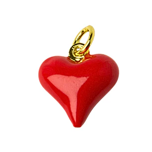 Colgante Corazón estilo Esmaltado rojo con Enchape en Oro