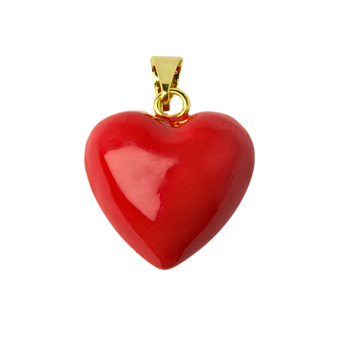 Colgante Corazón Rojo Esmaltado con Enchape Oro 1