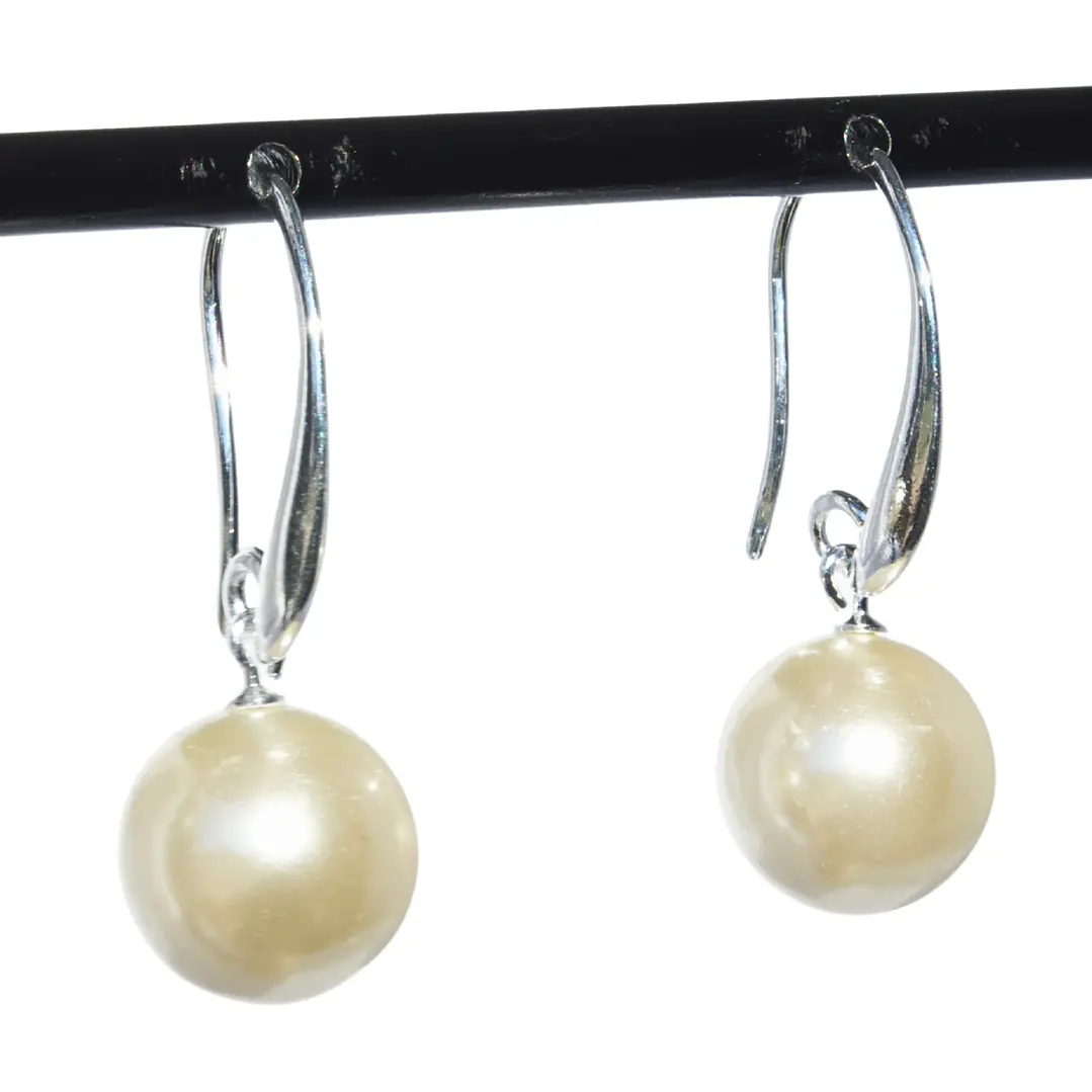 Aros Colgantes delicate con perla y Enchape en Plata 1