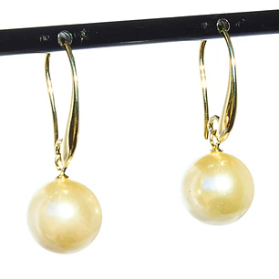 Aros Colgantes delicate con perla y Enchape en Oro
