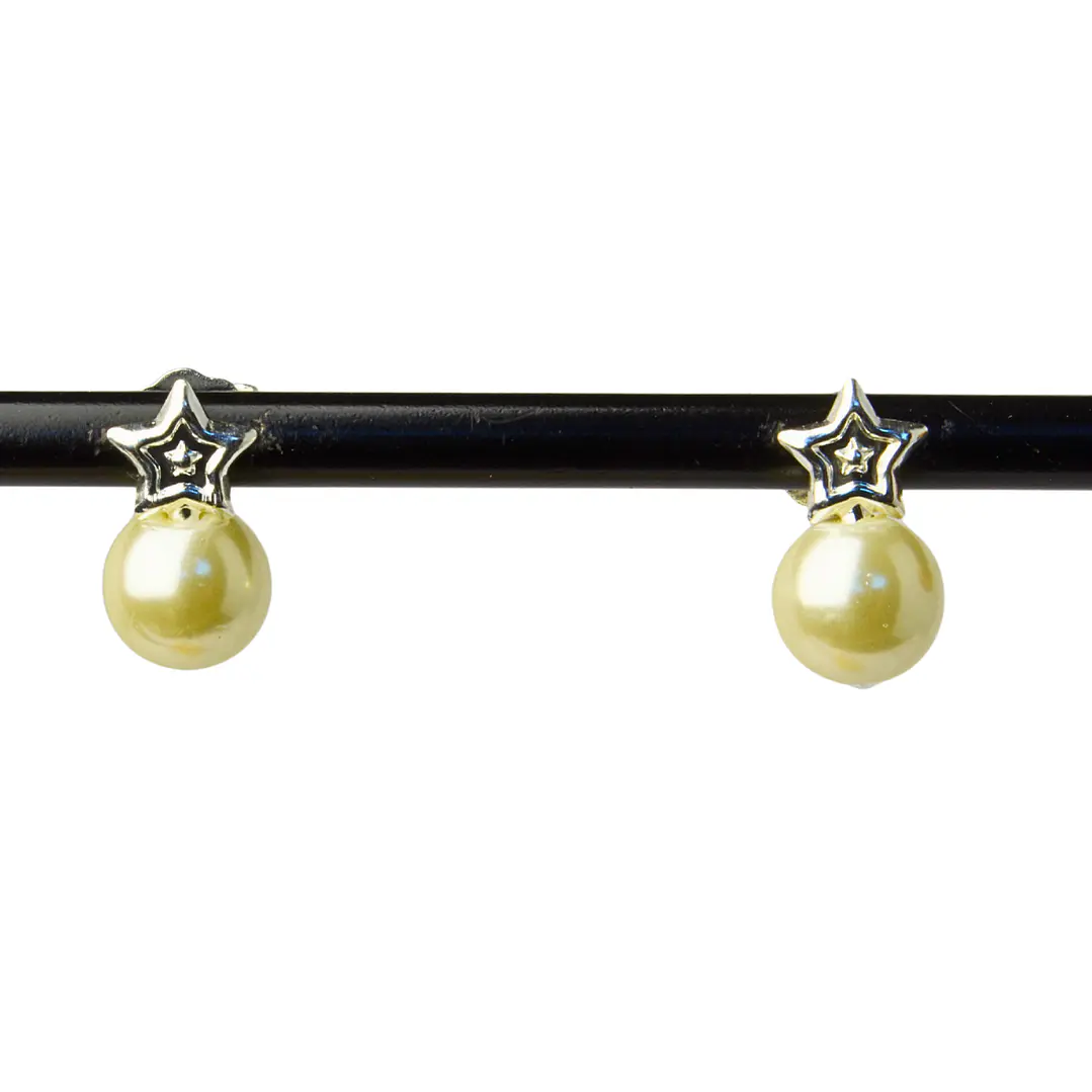 Aros Base de Estrella y Perla Enchape Plata 1