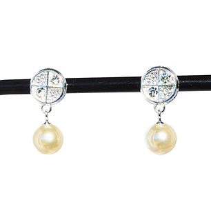 Aros circulo mistico con perlas enchapado en plata