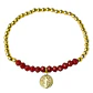 Pulsera Elástica Balines y Cristales Rojos, San Benito Enchape Oro - Miniatura 1
