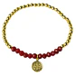 Pulsera Elástica Balines y Cristales Rojos, San Benito Enchape Oro - Miniatura 2