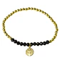 Pulsera Elástica Balines y Cristales Negros, San Benito Enchape Oro - Miniatura 1