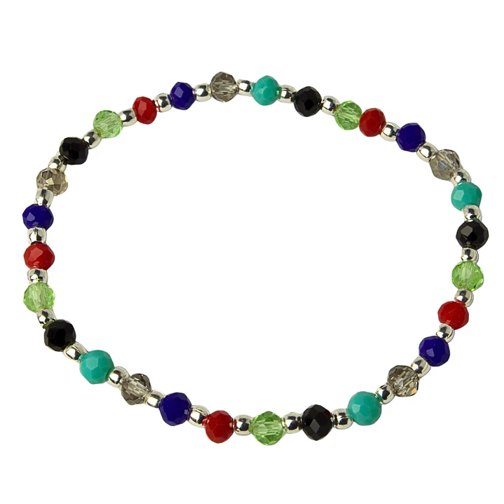 Pulsera Elástica Cristales de Colores Enchape Plata 1