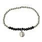 Pulsera Elástica Balines y Cristales Negros, San Benito Enchape Plata - Miniatura 1