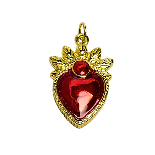 Colgante corazón rojo esmaltado y enchape en oro