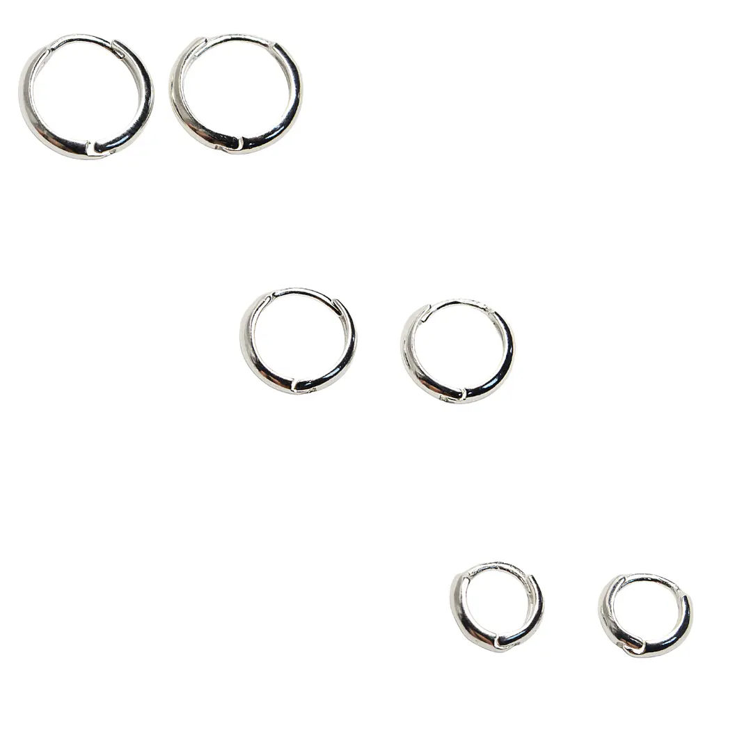 Set de argollas clasicas enchape en plata 1