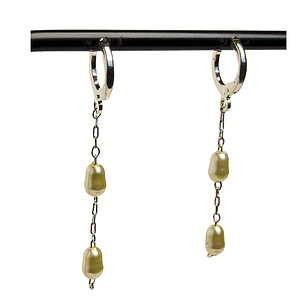 Argolla perla doble artificial colgante enchape plata