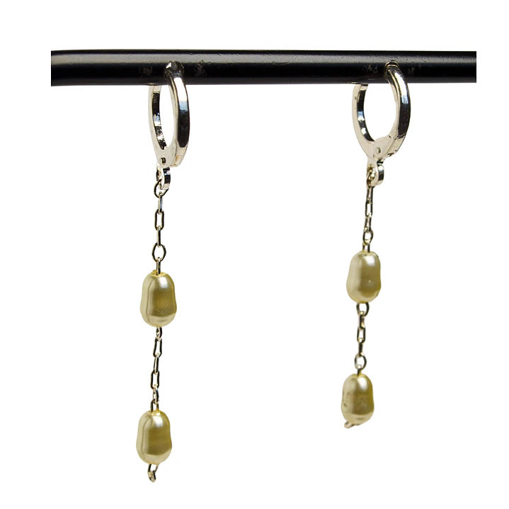 Argolla perla doble artificial colgante enchape plata 1