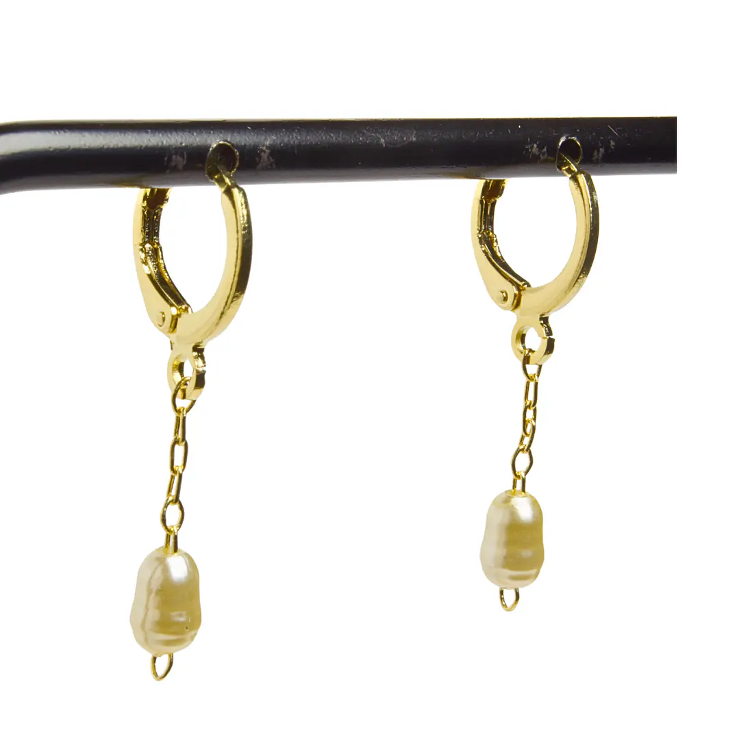 Argolla perla artificial colgante enchape oro 1