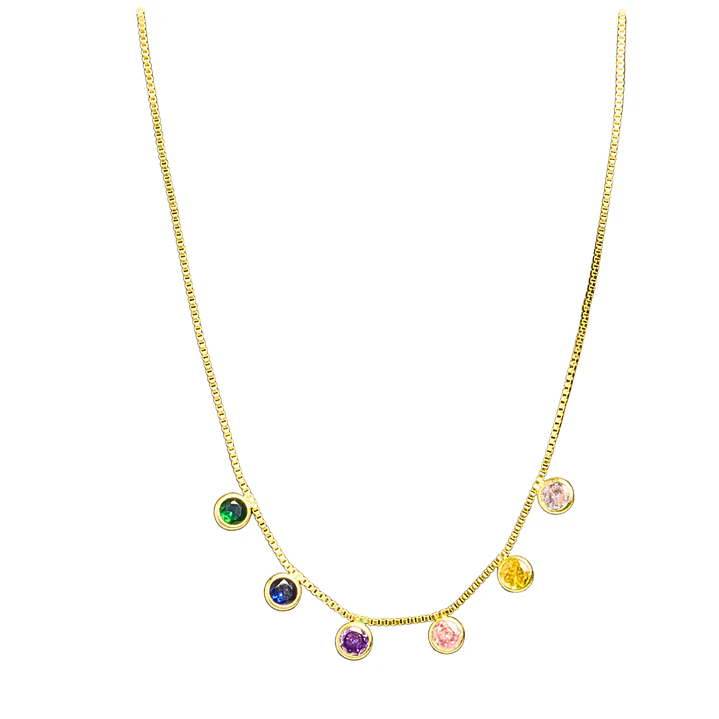 Cadena veneciana seis puntos de luz de colores enchape en oro 1
