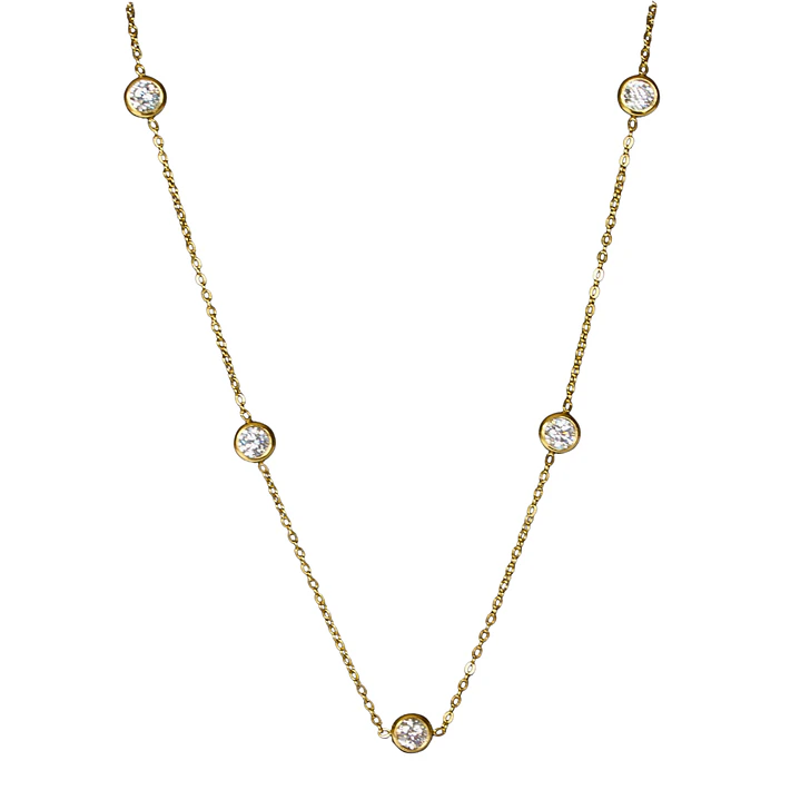 Cadena con puntos de luz y enchape en oro 1