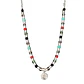 Collar mostacilla satinada y cristales con colgante de san benito enchape en plata - Miniatura 1