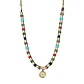 Collar mostacilla satinada y cristales con colgante de san benito enchape en oro - Miniatura 2