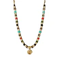 Collar mostacilla satinada y cristales con colgante de san benito enchape en oro - Miniatura 1