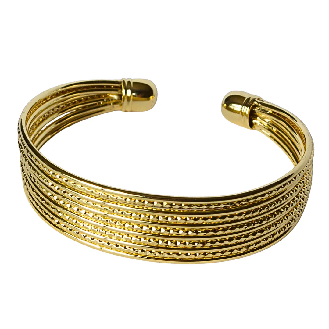 Pulsera esclava ancha texturizada enchapada en oro 1