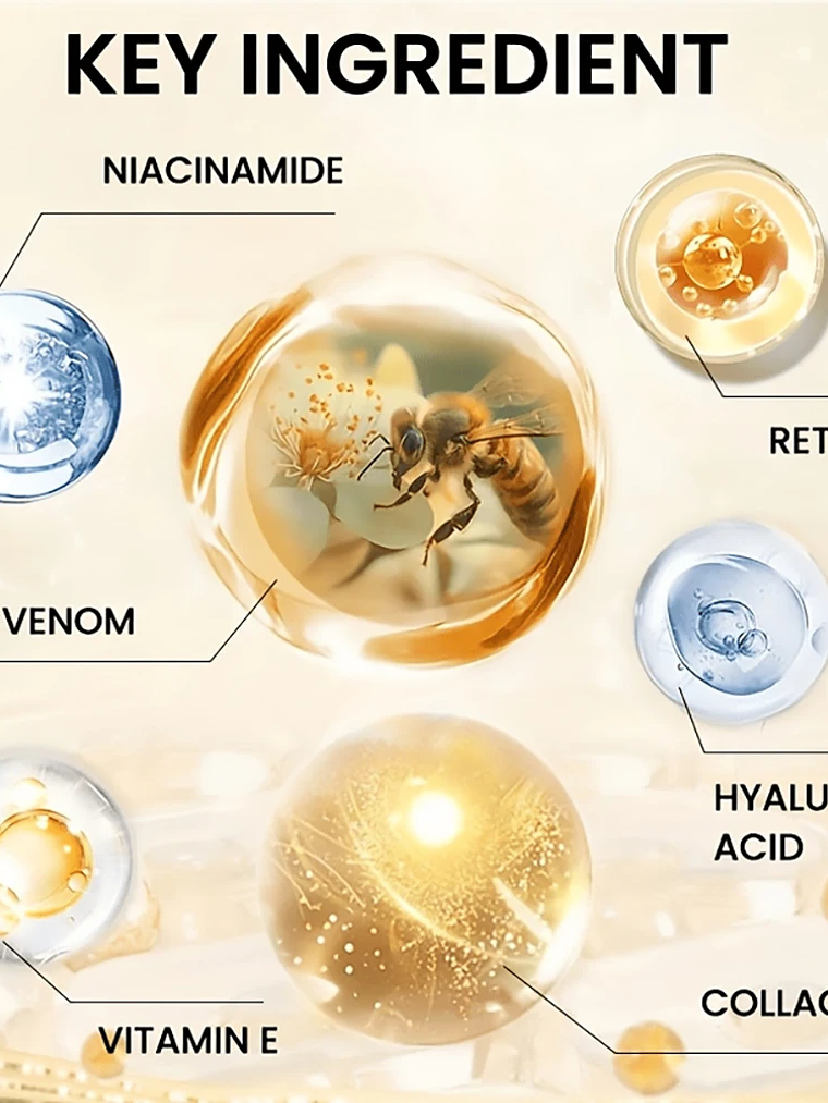 HISENRAIN Snail & Bee Venom Cream - Anti-Aging Face & Neck Cream with Collagen & Niacinamide, Whitening, -Firming.glass bottle- 2