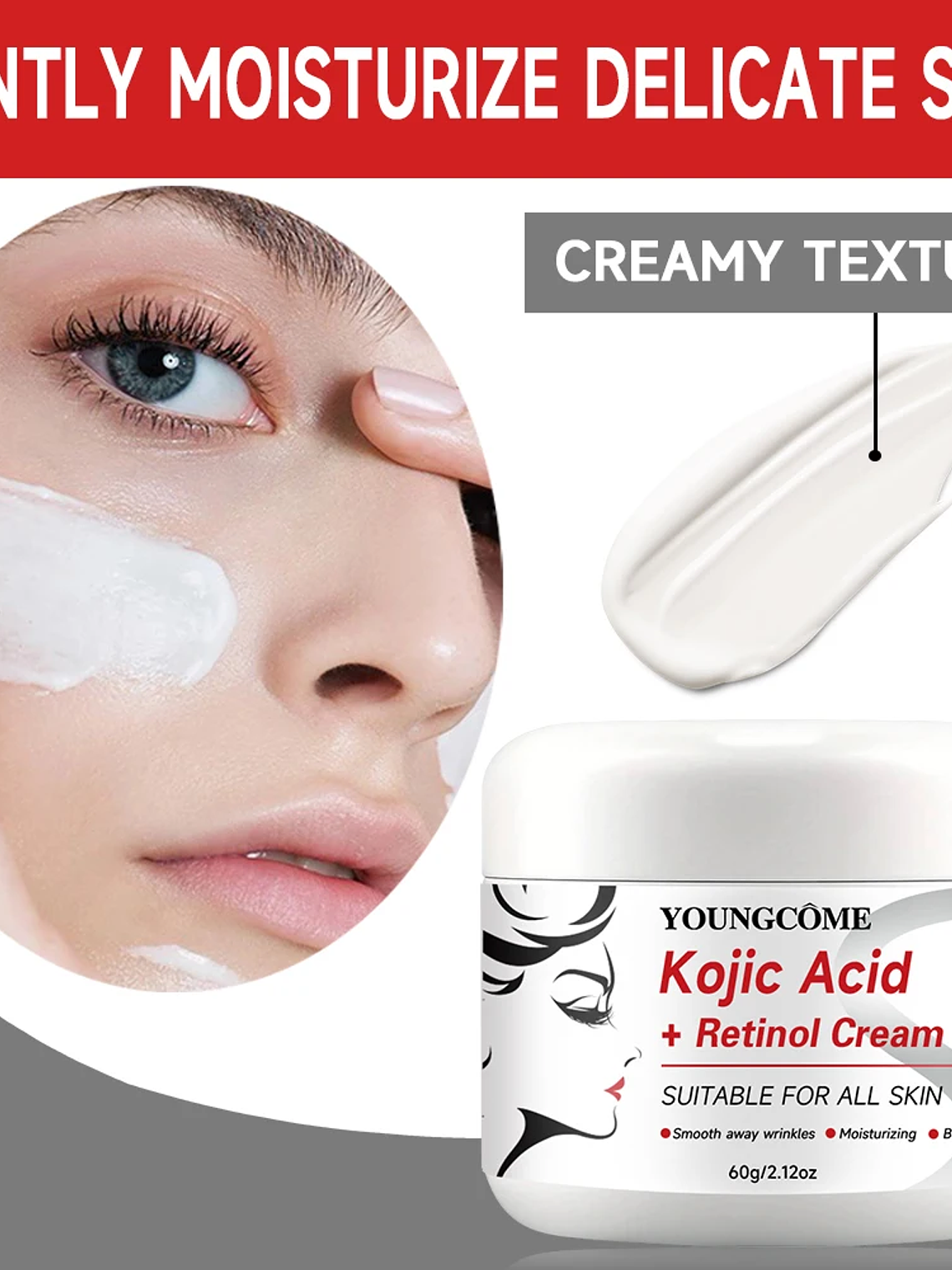 Kojic Acid+Retinol Cream,Anti-aging Cream Remove,Smooth wrinkles Face Cream For Moisturizer Whitening Brighten Skin Products 6