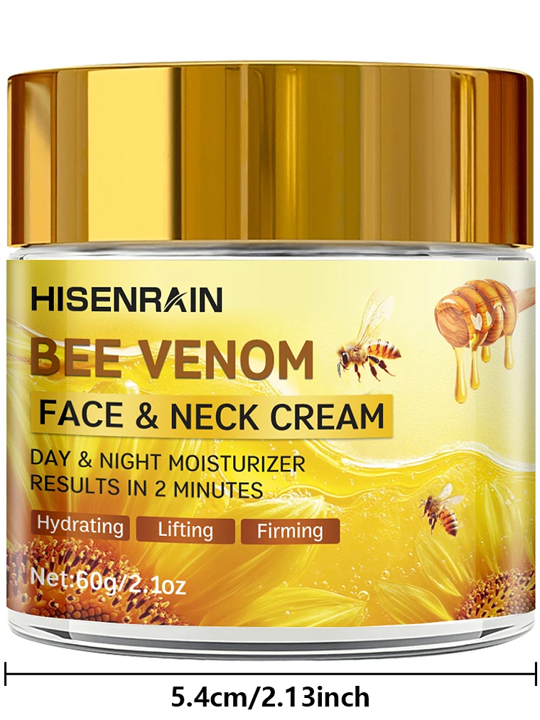 HISENRAIN Snail & Bee Venom Cream - Anti-Aging Face & Neck Cream with Collagen & Niacinamide, Whitening, -Firming.glass bottle- 4