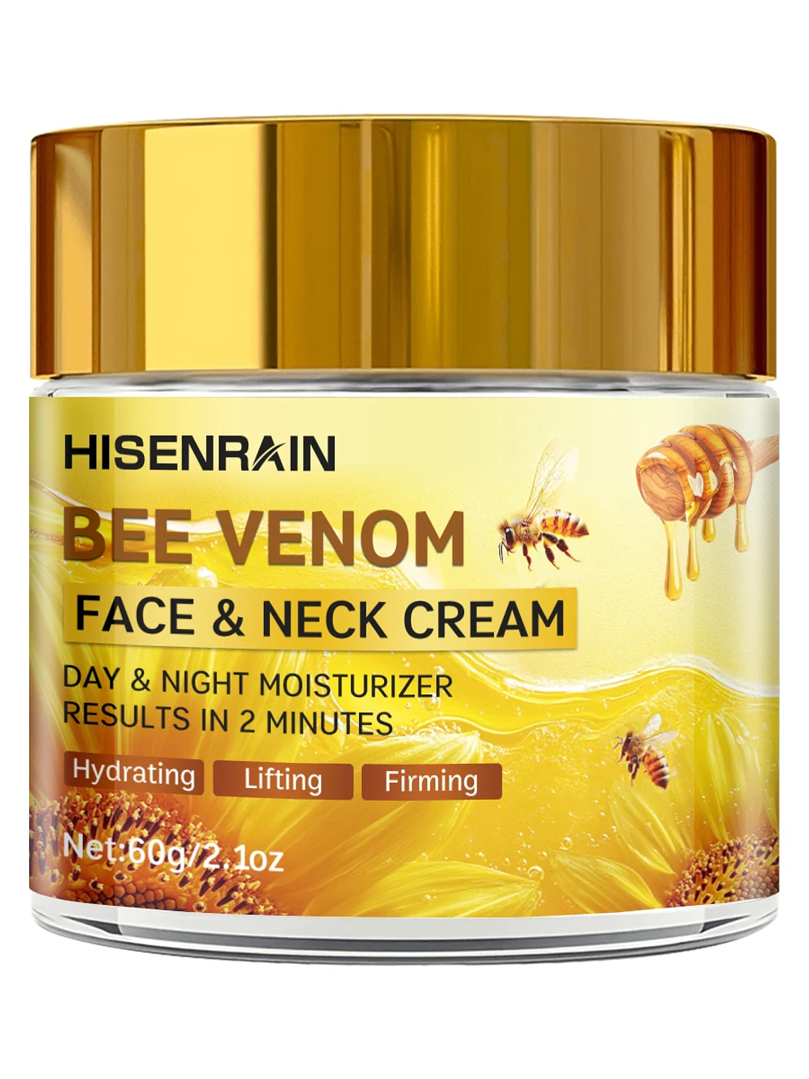 HISENRAIN Snail & Bee Venom Cream - Anti-Aging Face & Neck Cream with Collagen & Niacinamide, Whitening, -Firming.glass bottle- 7