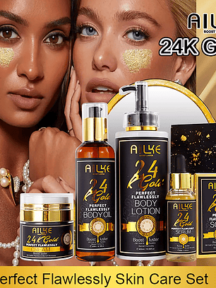 AILKE 24K Glod Flawlessly Skin Care Set, Whitening, Reduce Dark Spots, Pigmentation, Wrinkles, Moisturize, For All Skin Types